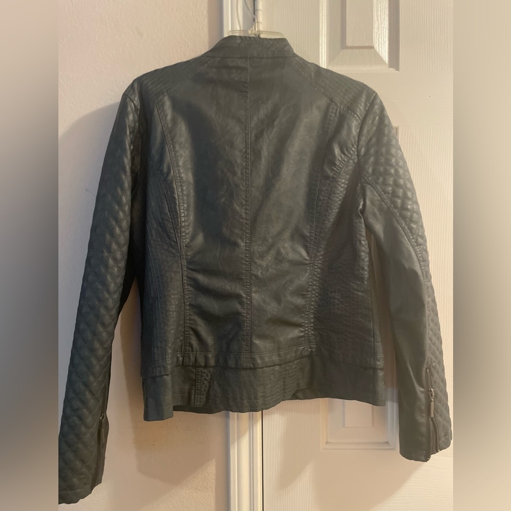 Bernardo Leather Black/Blue Quilted Motorcycle Jacket - Picture 2 of 3